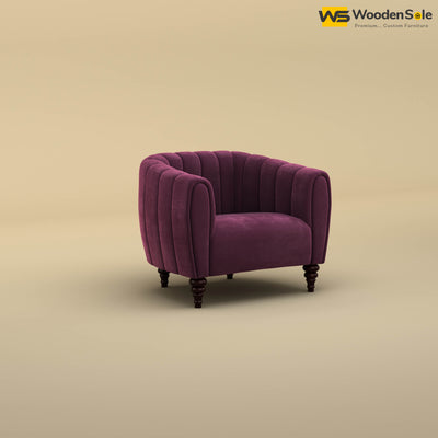 Amaya Single Seater Fabric Sofa (Velvet, Dark Purple)