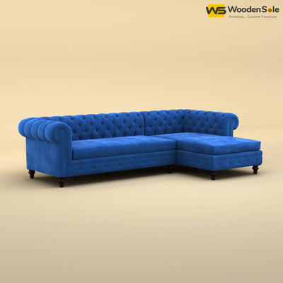 Maharaja L Shaped Sofa (Velvet, Royal Blue)