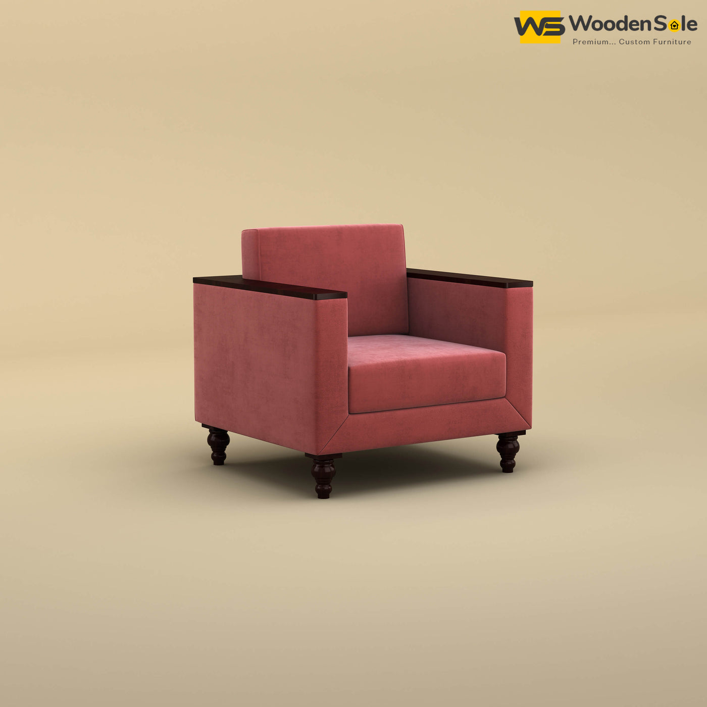 Tivoli 1 Seater Fabric Sofa (Velvet, Pink)