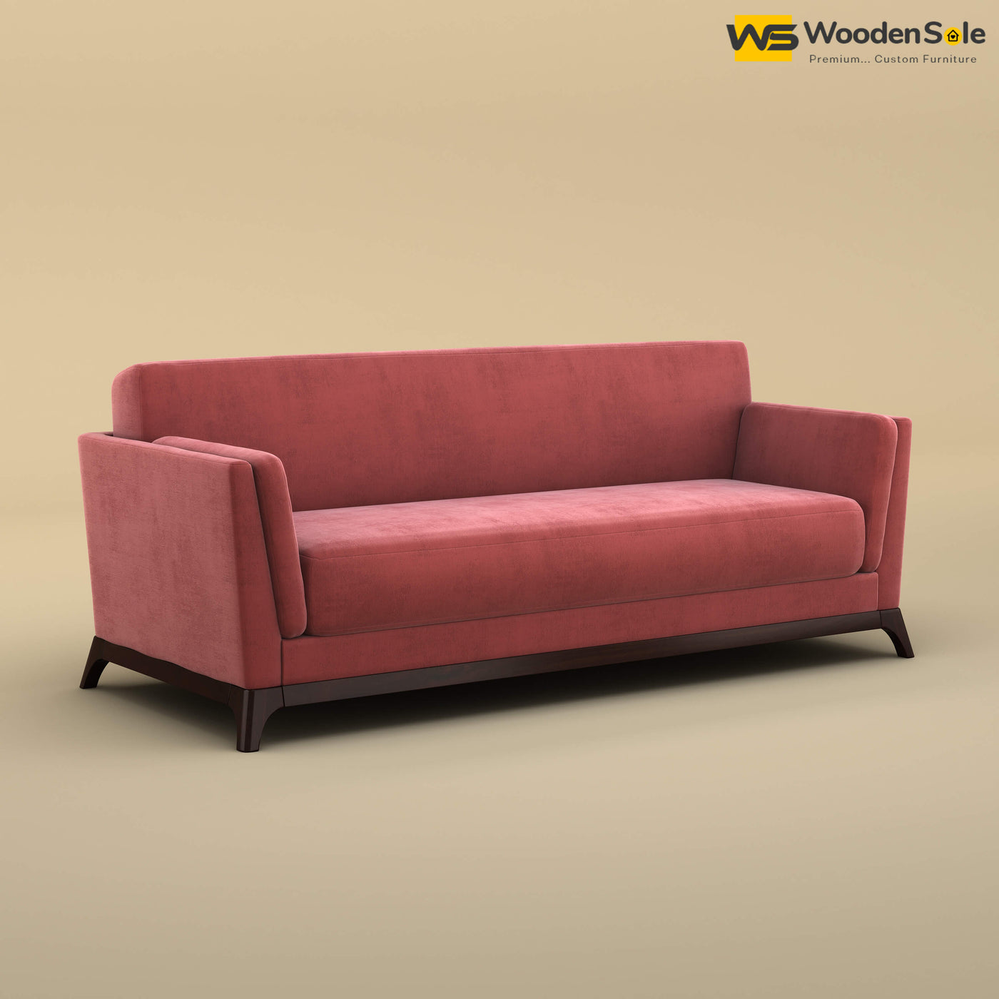 Bruno 3 Seater Sofa (Velvet, Pink)