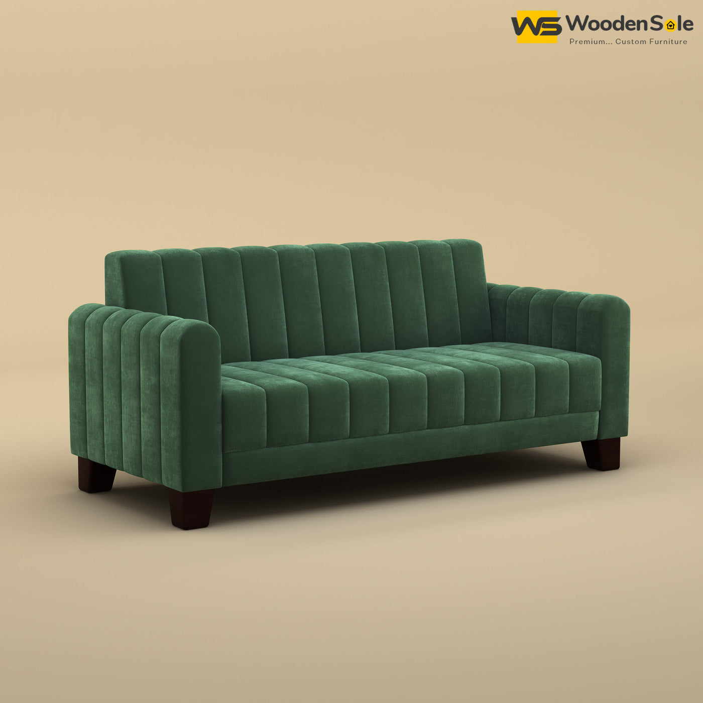 Furo 3 Seater Fabric Sofa (Velvet, Forest Green)