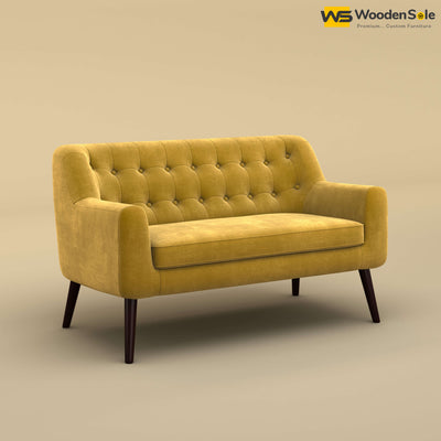 Viraj Loveseat Sofa (Velvet, Mustard Yellow)