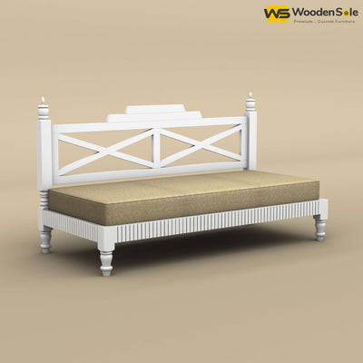 Aya Diwan Settee with Backrest & Mattress (White Finish)