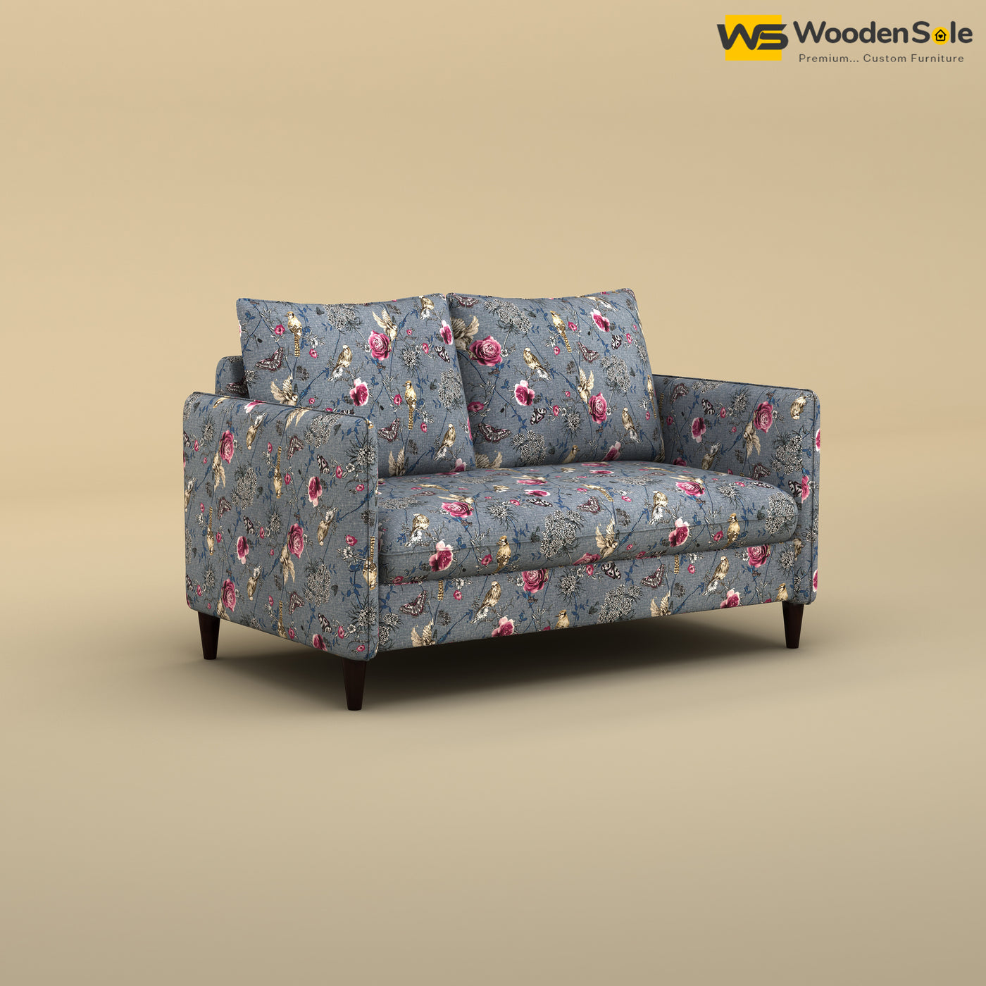 Citron 2 Seater Fabric Sofa (Cotton, Floral Printed)