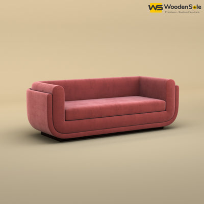 Vedant Three Seater Sofa (Velvet, Pink)