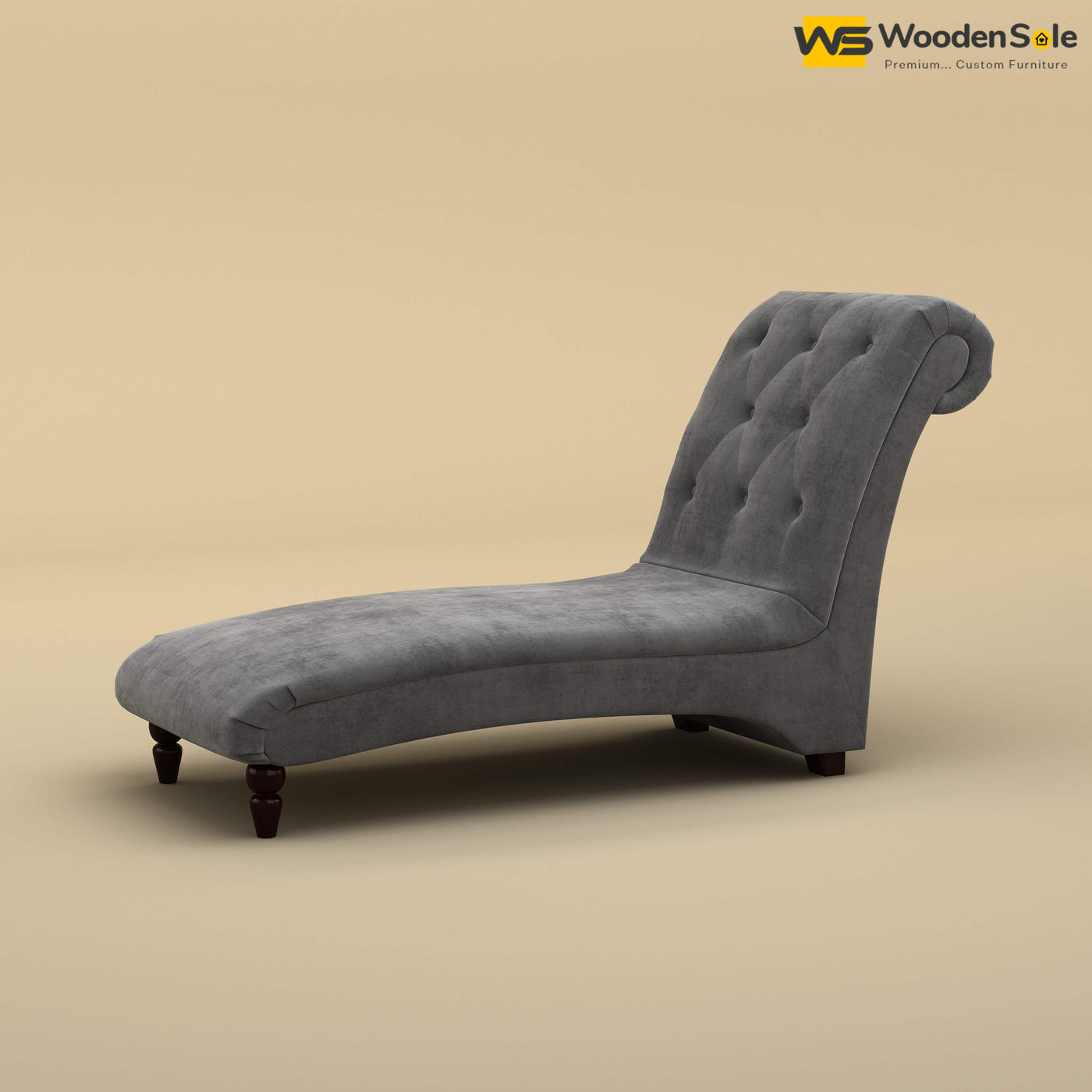 Turkish Chaise Lounge (Velvet, Charcoal Gray)