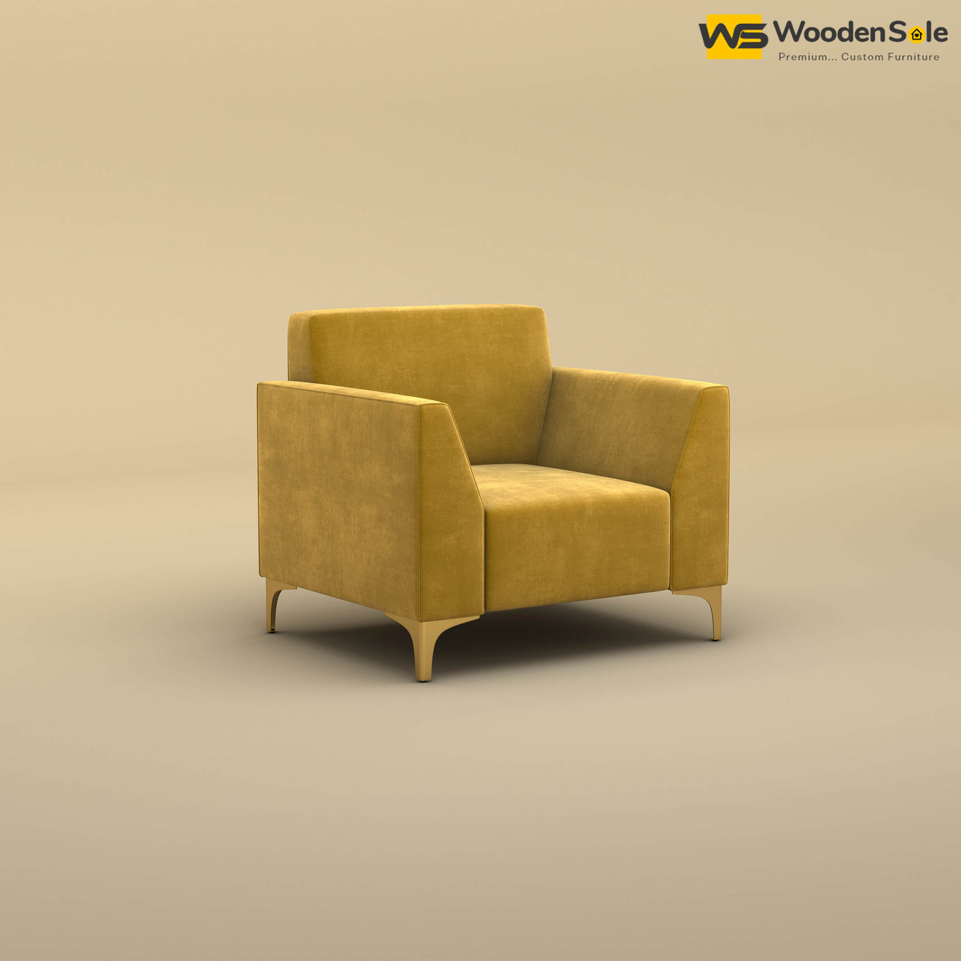 Nayobi 1 Seater Sofa (Velvet, Mustard Yellow)