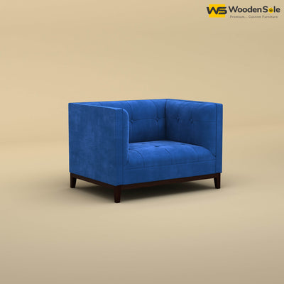 Loren One Seater Fabric Sofa (Velvet, Royal Blue)