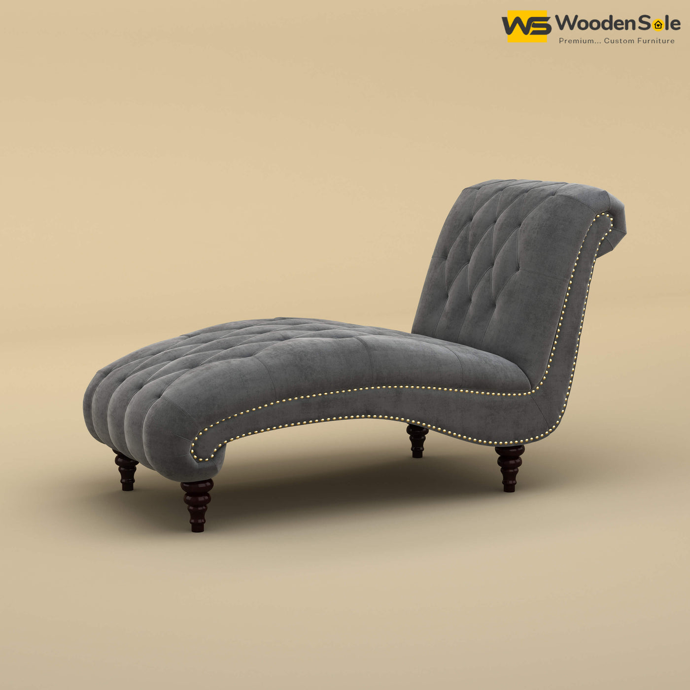 Toronto Chaise Lounge (Velvet, Charcoal Gray)