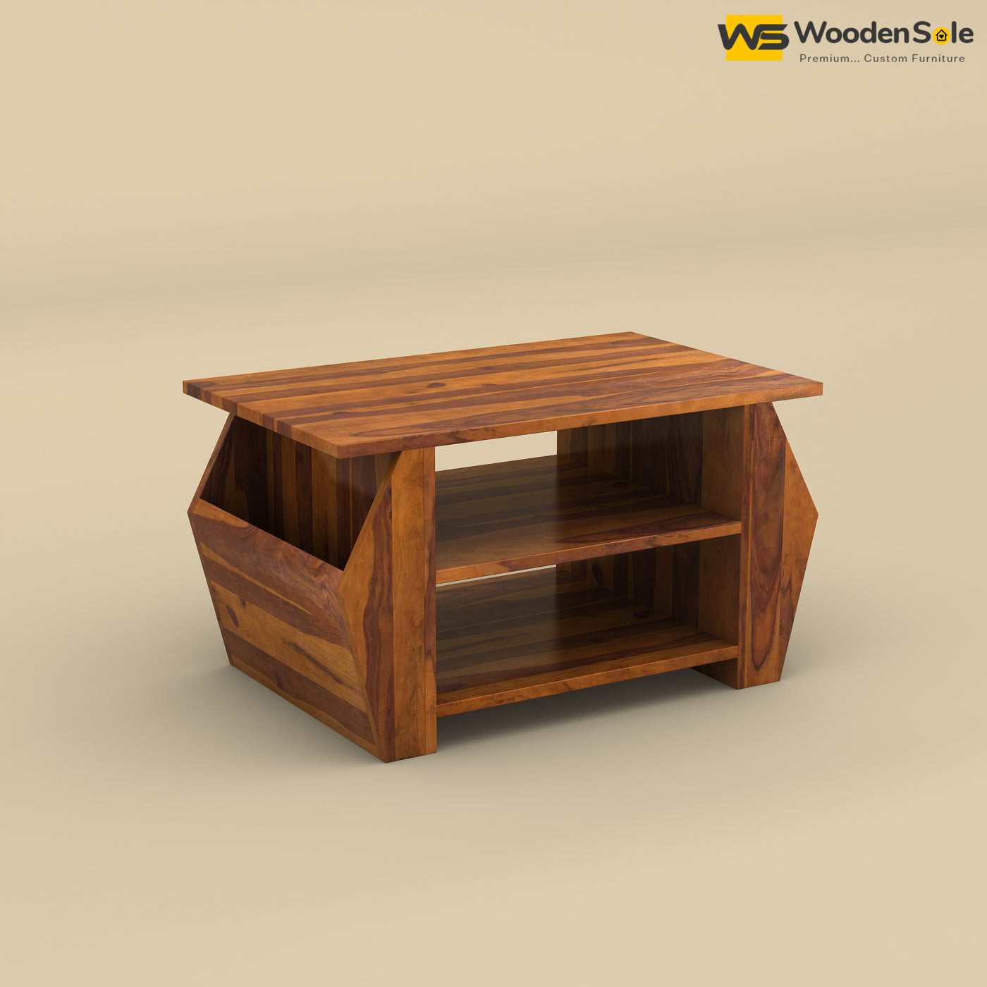 Compact Sheesham Wood Coffee Table (Honey Finish)