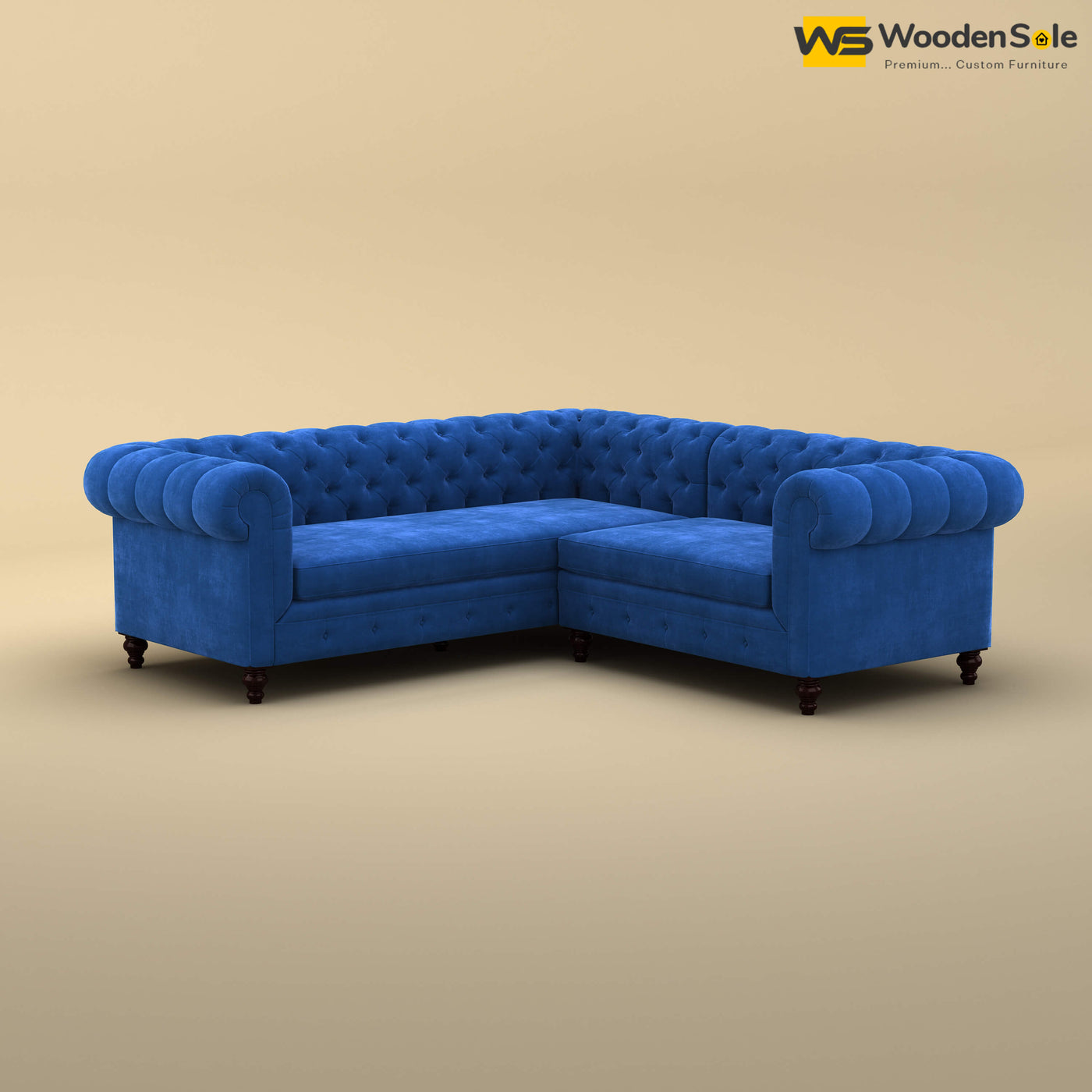 Maharaja Corner Sofa (Velvet, Royal Blue)