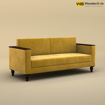 Tivoli 3 Seater Fabric Sofa (Velvet, Mustard Yellow)