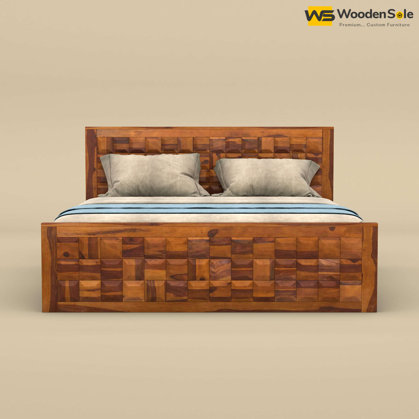 Diamond Drawer Storage Bed (Honey Finish)