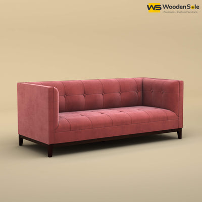 Loren Three Seater Fabric Sofa (Velvet, Pink)