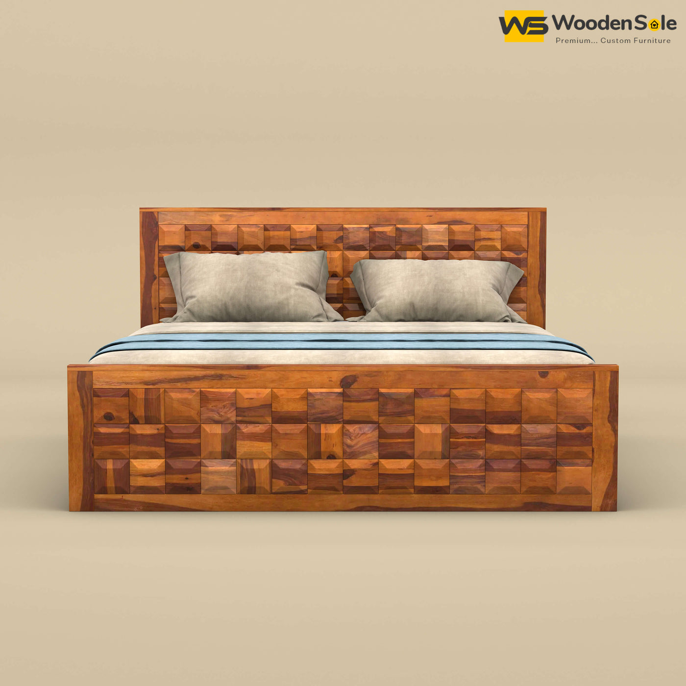 Diamond Box Storage Bed (Honey Finish)