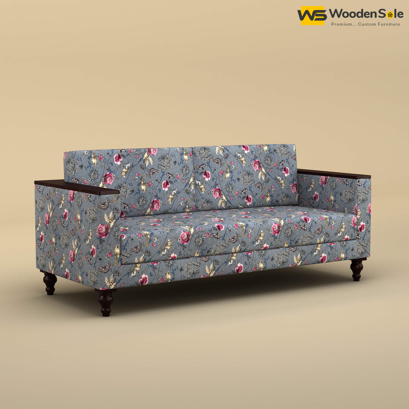 Tivoli 3 Seater Fabric Sofa (Cotton, Floral Printed)