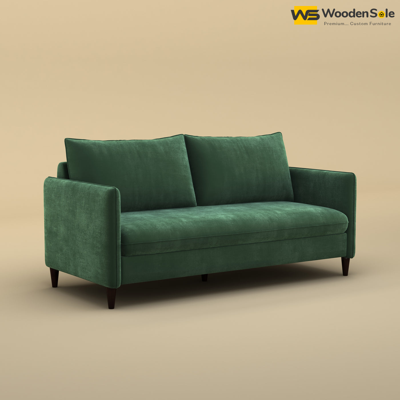 Citron 3 Seater Fabric Sofa (Velvet, Forest Green)