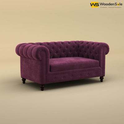 Maharaja Fabric 2 Seater Sofa (Velvet, Dark Purple)