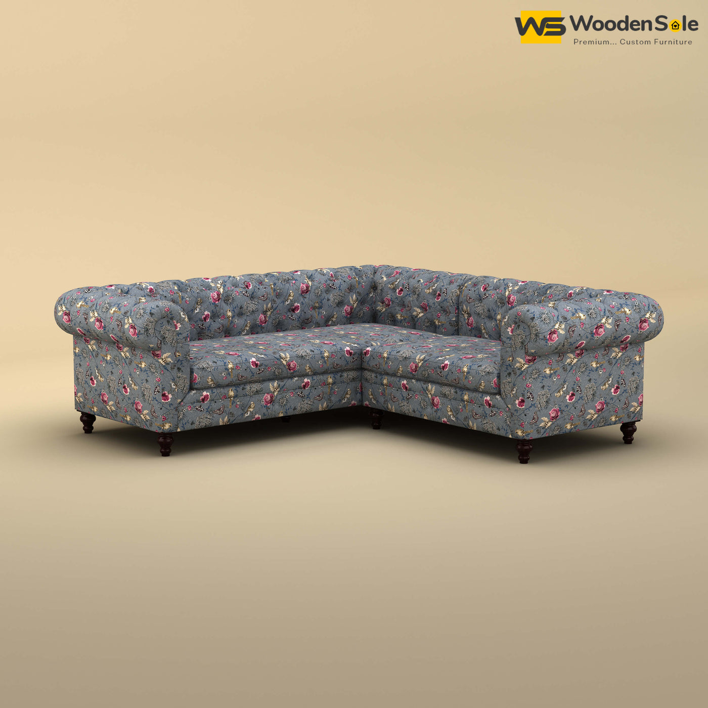 Maharaja Corner Sofa (Cotton, Floral Printed)