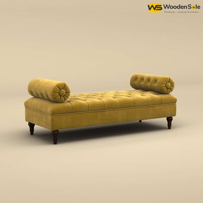 Andre Fabric Lounge Diwan Settee (Velvet, Mustard Yellow)