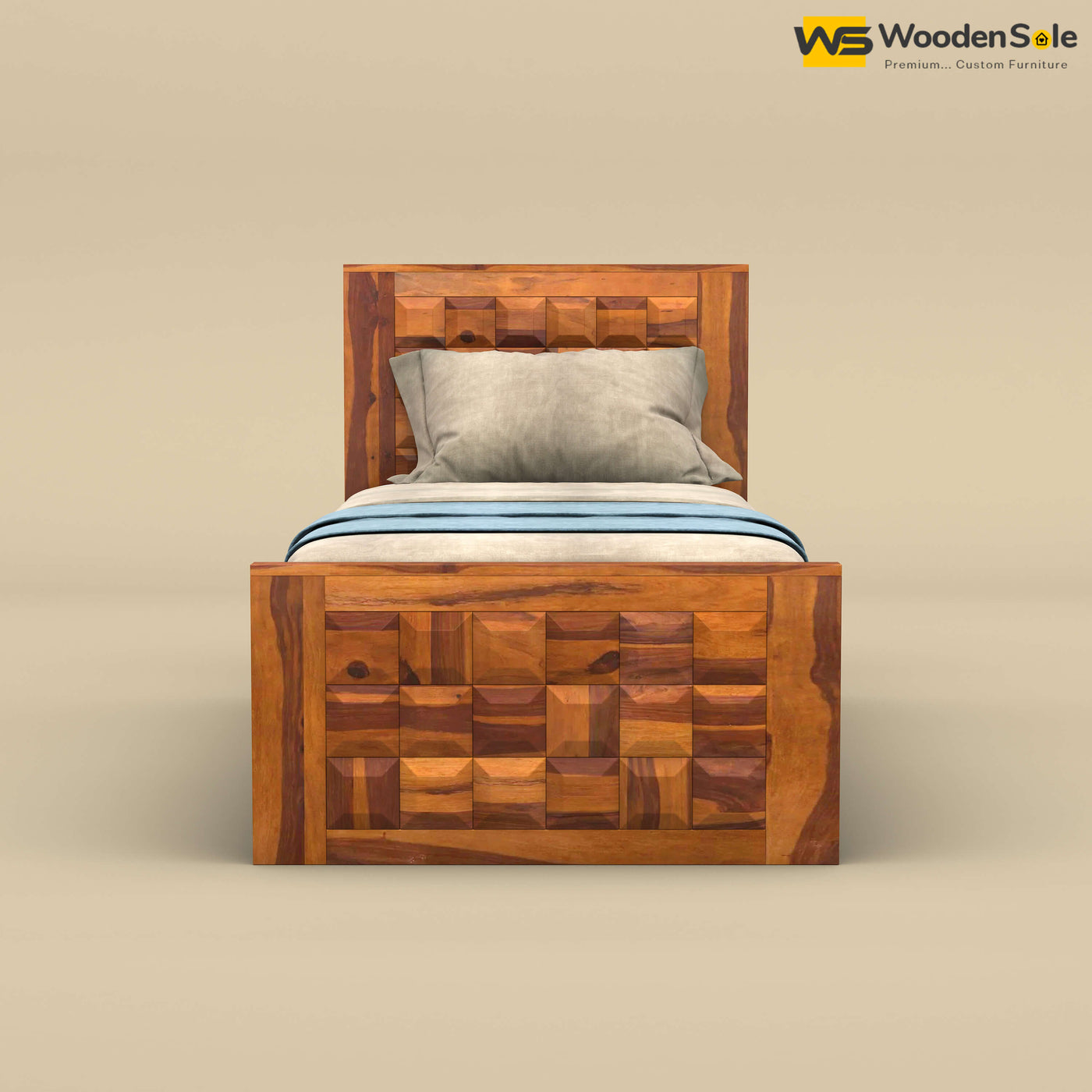 Diamond Without Storage Bed (Single, Honey Finish)