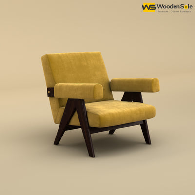 Capri Lounge Chair (Velvet, Mustard Yellow)