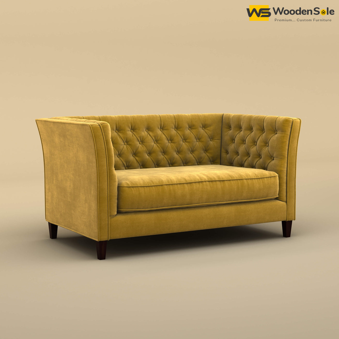 Divit Loveseat (Velvet, Mustard Yellow)