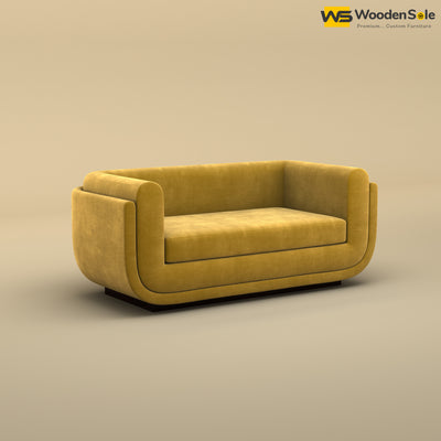 Vedant Two Seater Sofa (Velvet, Mustard Yellow)