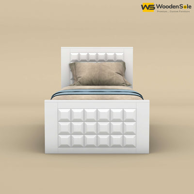 Diamond Without Storage Bed (Single, White Finish)