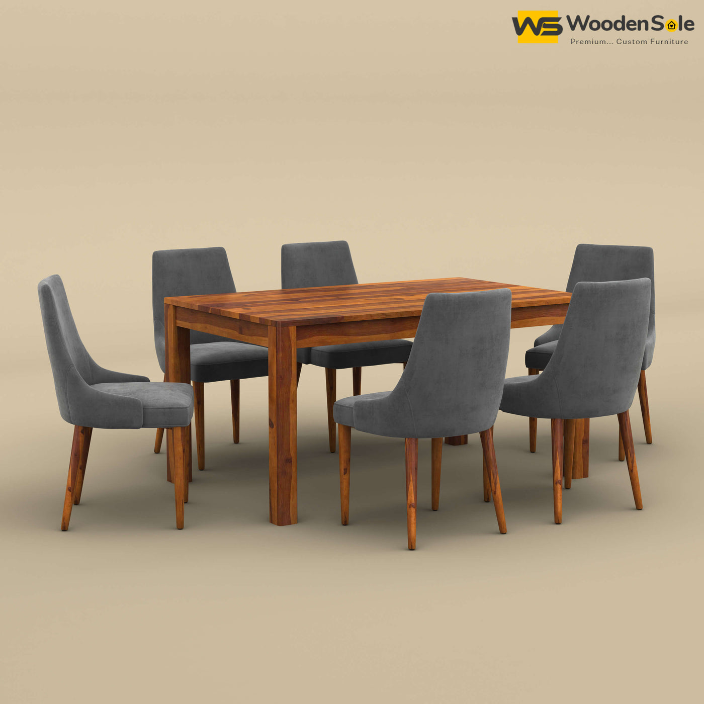 Ashley 6 Seater Dining Table Set (Honey Finish)