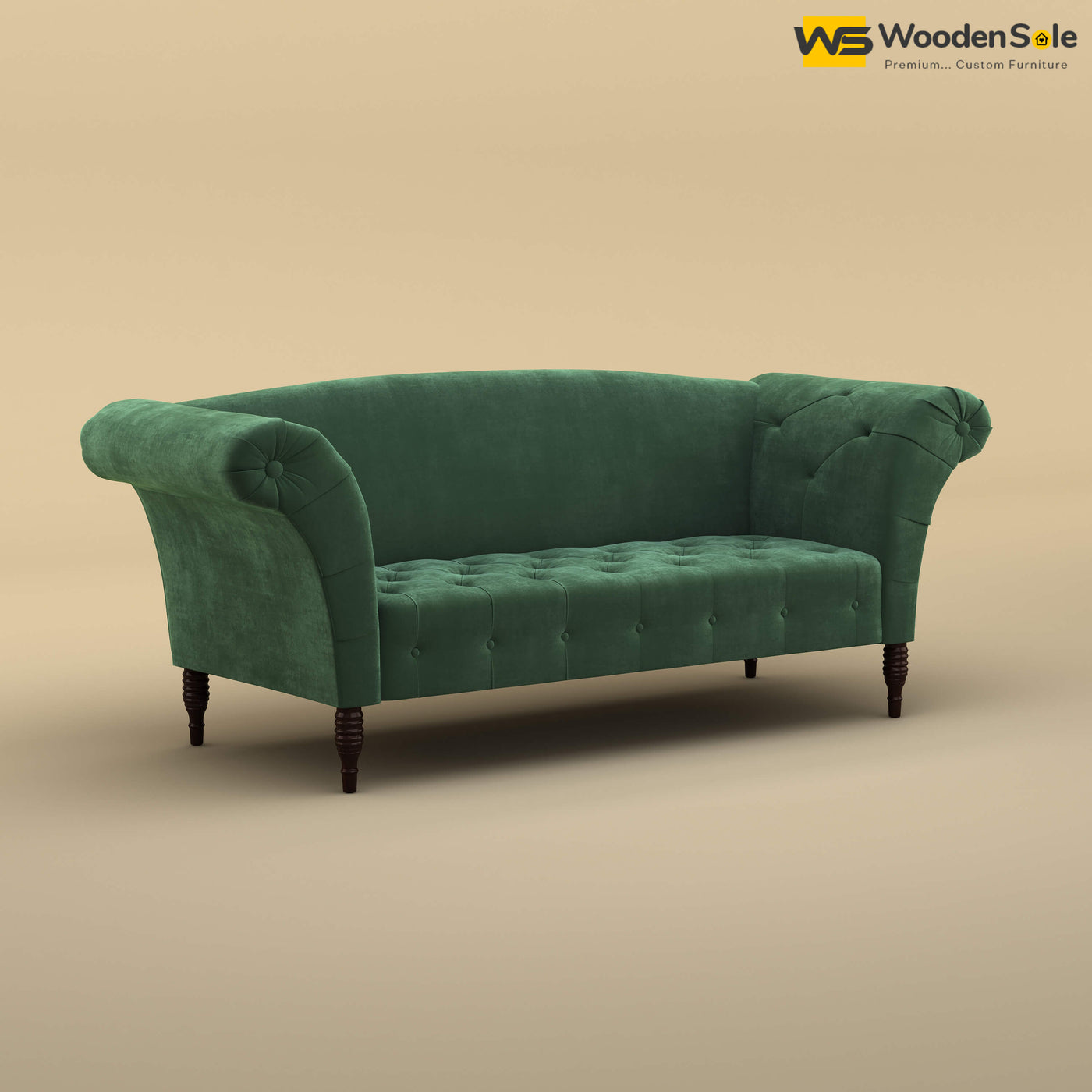 Leo Chaise Lounge (Velvet, Forest Green)