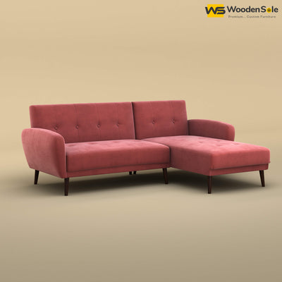 Daisy L Shape Sofa (Velvet, Pink)