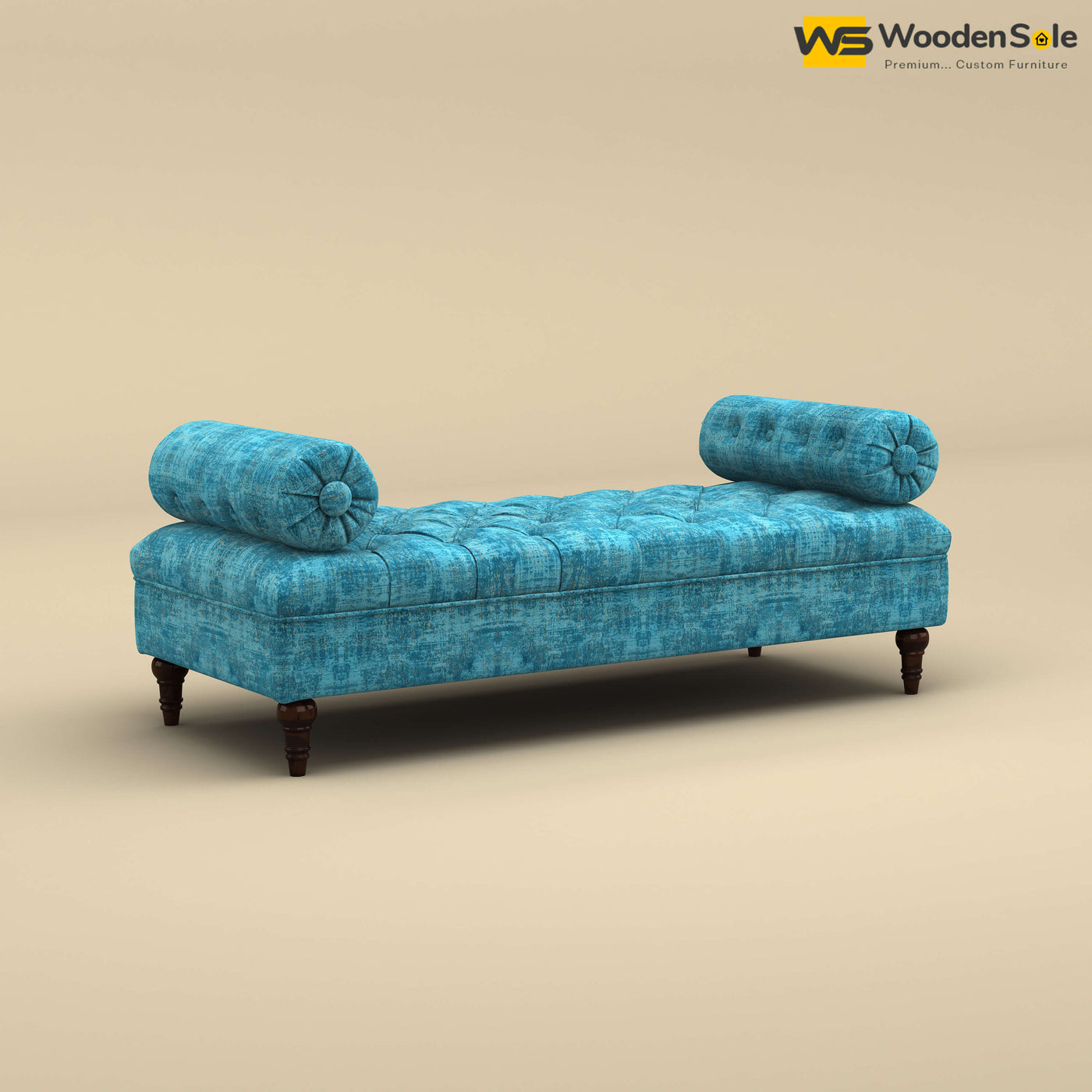 Andre Fabric Lounge Diwan Settee (Cotton, Teal Blue)