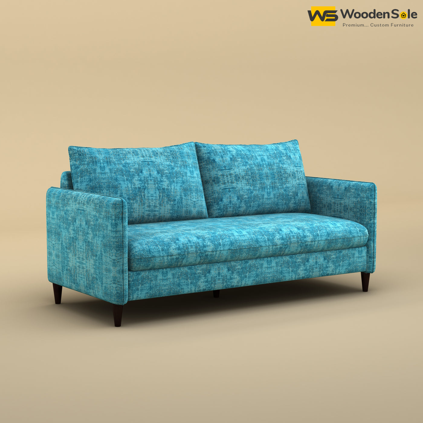 Citron 3 Seater Fabric Sofa (Cotton, Teal Blue)