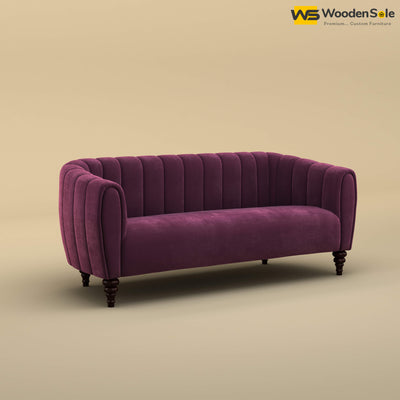 Amaya Three Seater Fabric Sofa (Velvet, Dark Purple)