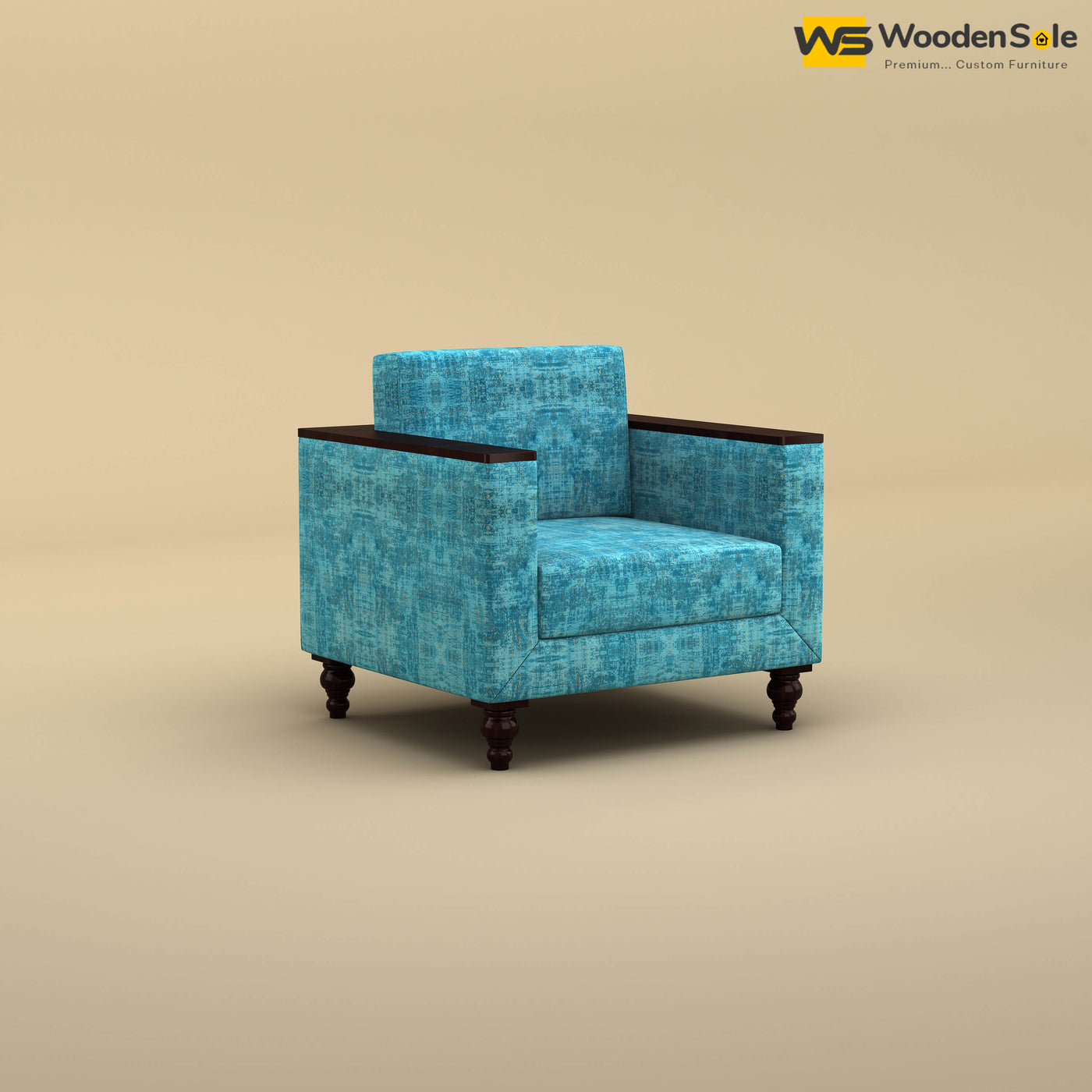 Tivoli 1 Seater Fabric Sofa (Cotton, Teal Blue)