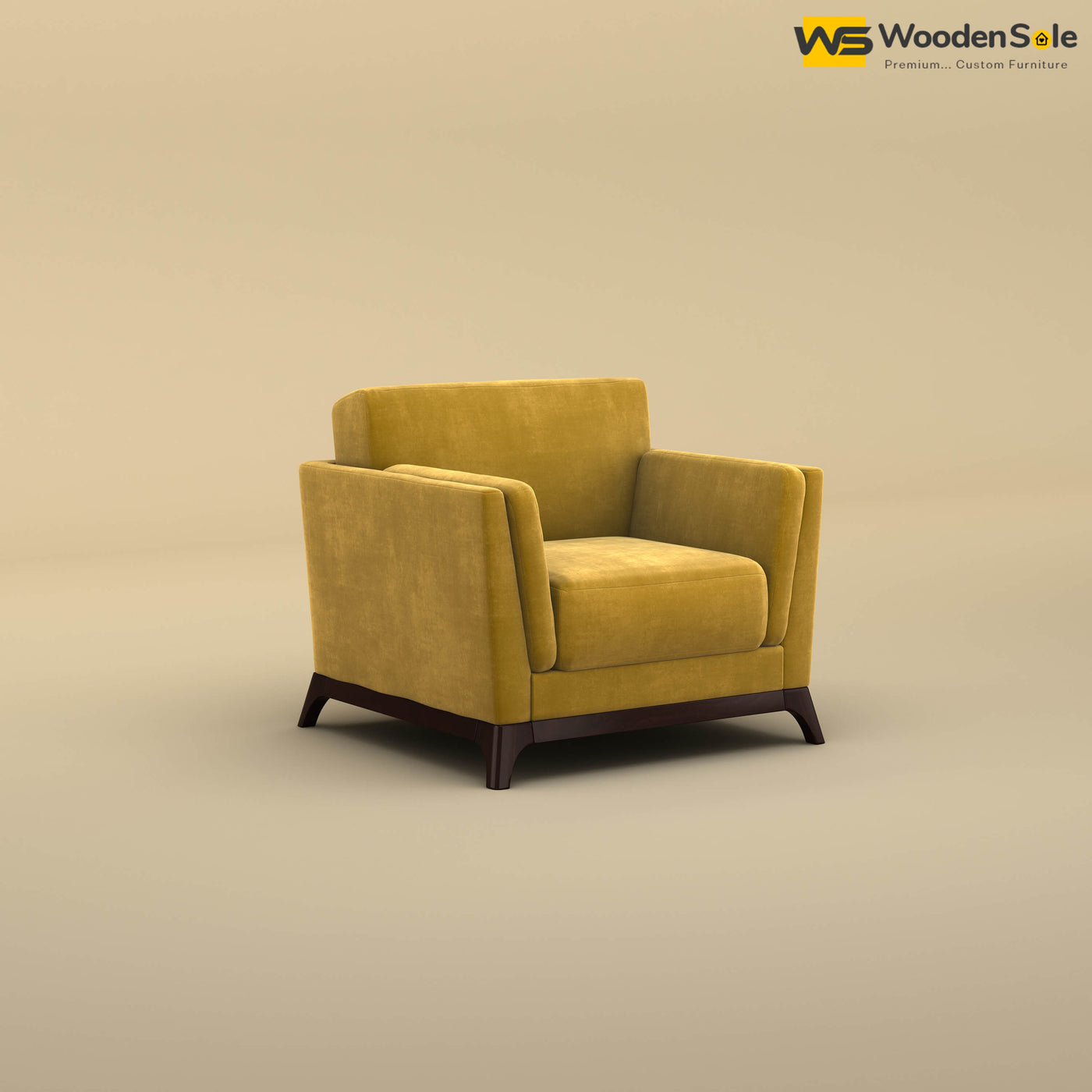 Bruno 1 Seater Sofa (Velvet, Mustard Yellow)