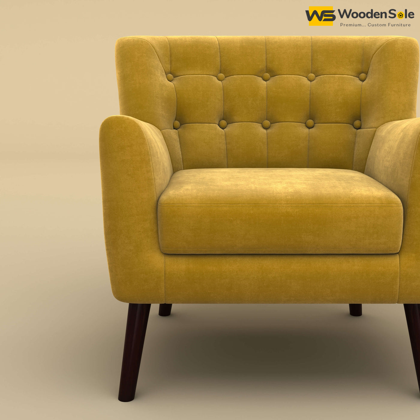 Figo Tufted Lounge Chair (Velvet, Mustard Yellow)