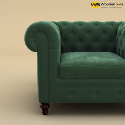 Maharaja Fabric 1 Seater Sofa (Velvet, Forest Green)