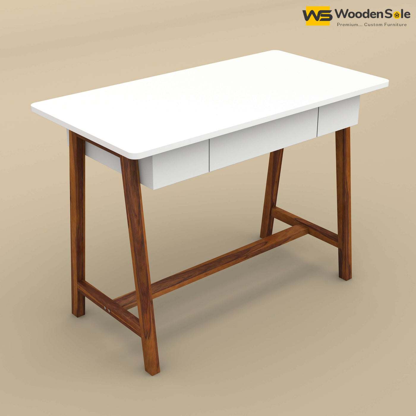 Modern Study Table (White & Honey Finish)