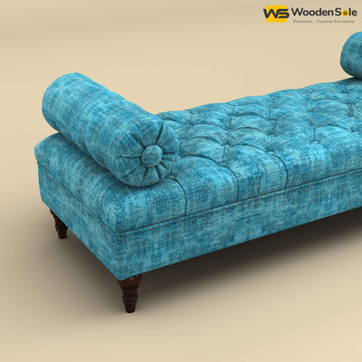 Andre Fabric Lounge Diwan Settee (Cotton, Teal Blue)