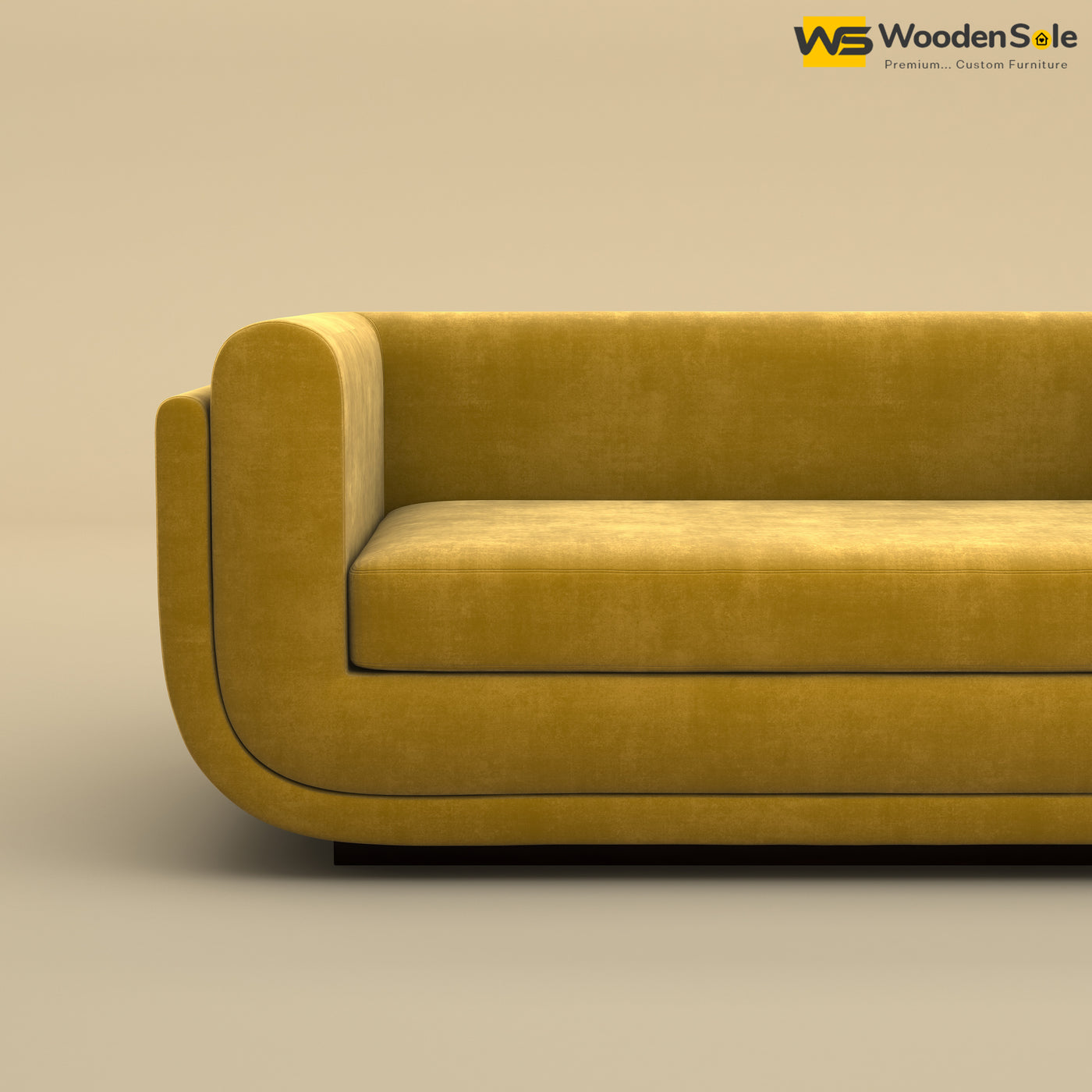 Vedant Two Seater Sofa (Velvet, Mustard Yellow)