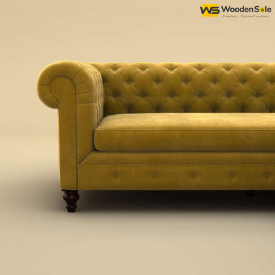 Maharaja Corner Sofa (Velvet, Mustard Yellow)