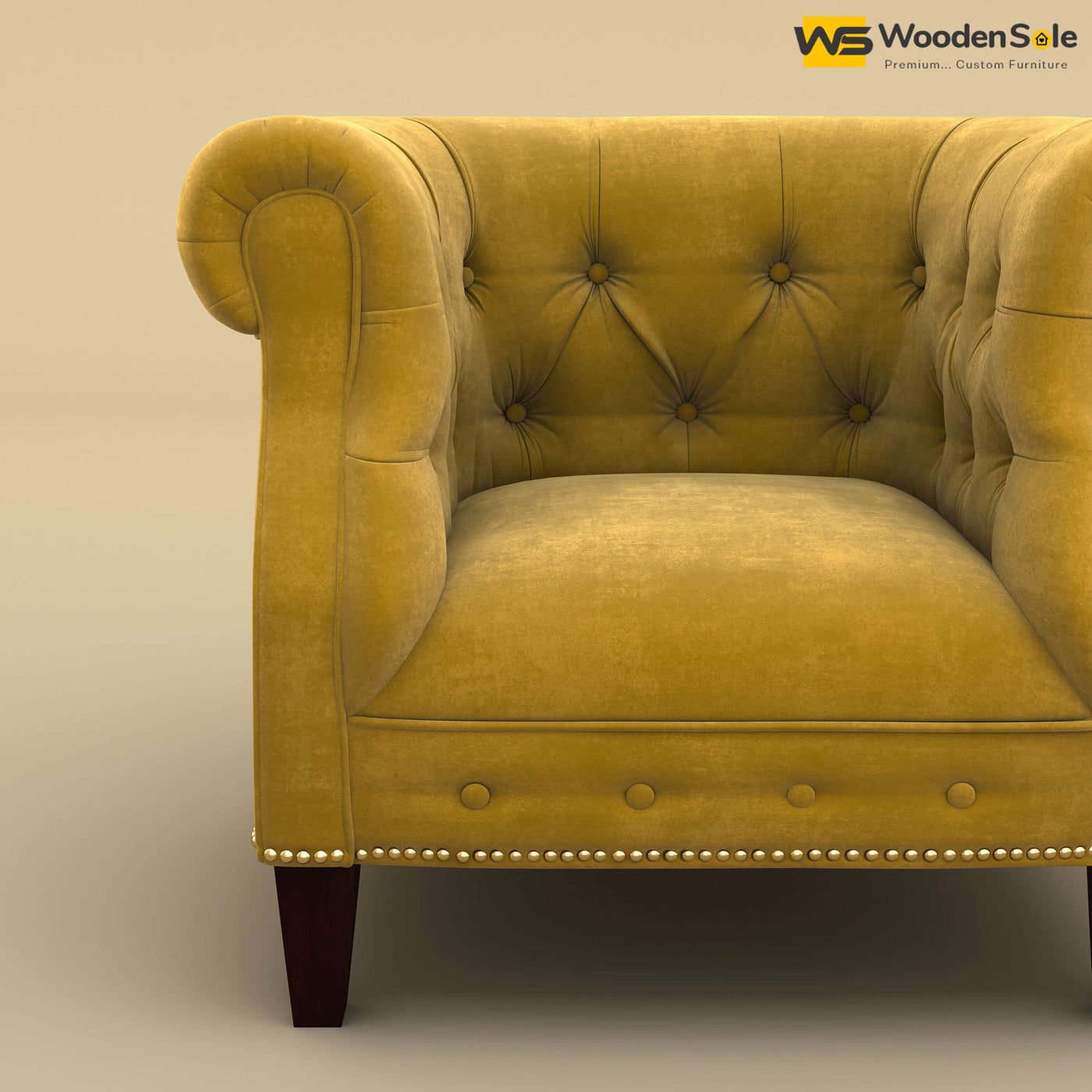 Olivia Wing Chair (Velvet, Mustard Yellow)