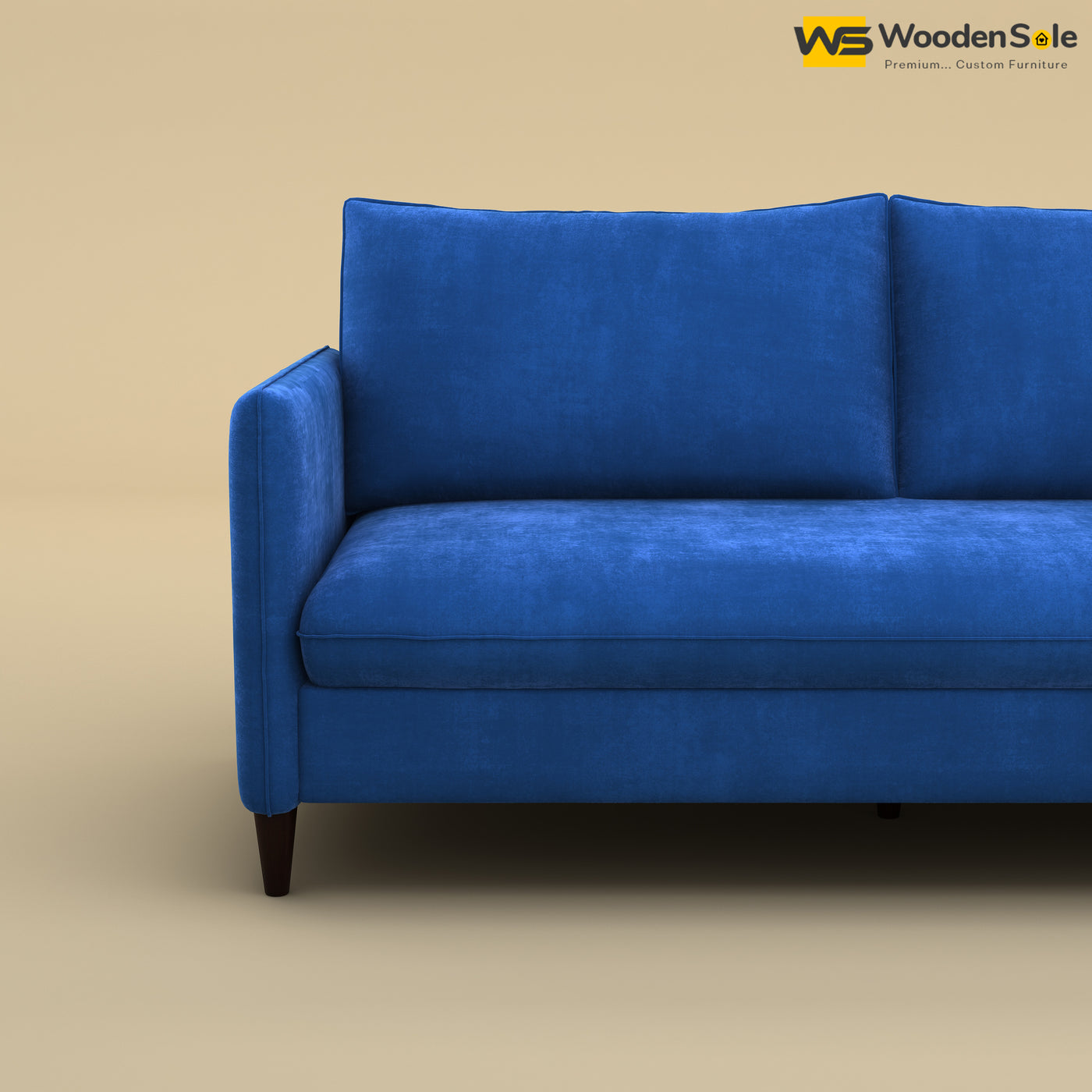 Citron 3 Seater Fabric Sofa (Velvet, Royal Blue)