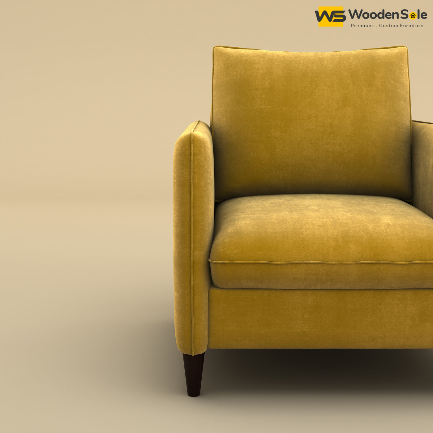 Citron 1 Seater Fabric Sofa (Velvet, Mustard Yellow)