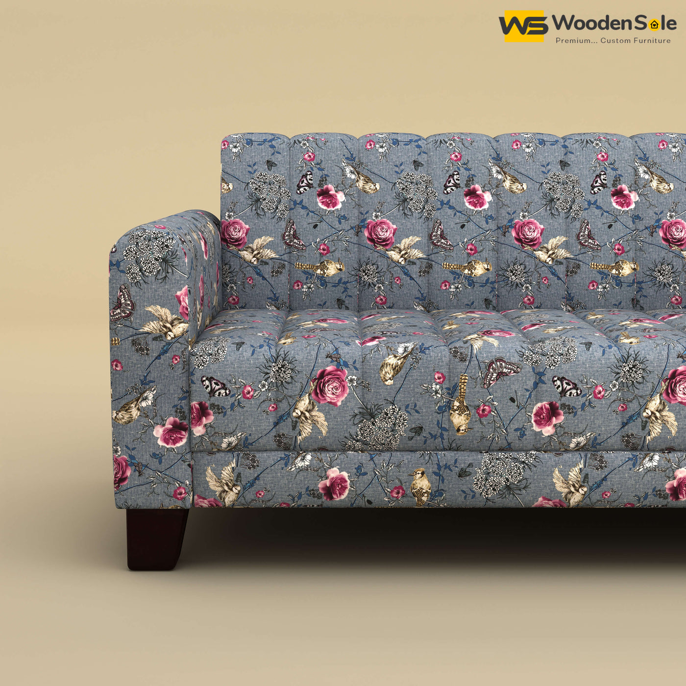 Furo 3 Seater Fabric Sofa (Cotton, Floral Printed)