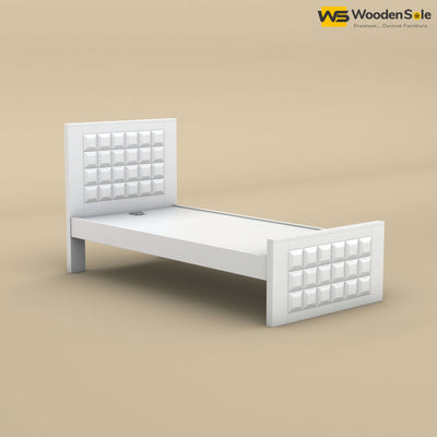 Diamond Without Storage Bed (Single, White Finish)