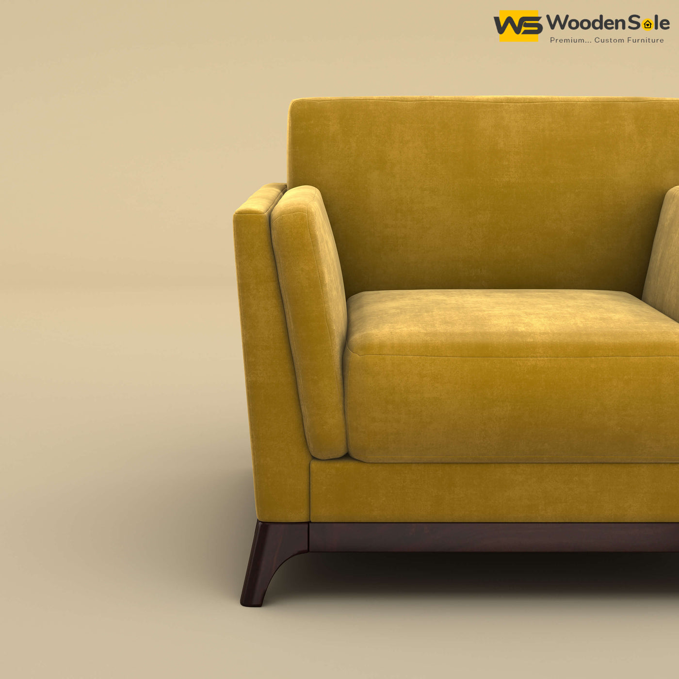 Bruno 1 Seater Sofa (Velvet, Mustard Yellow)