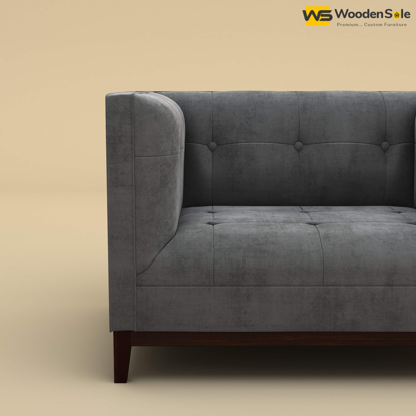 Loren One Seater Fabric Sofa (Velvet, Charcoal Gray)